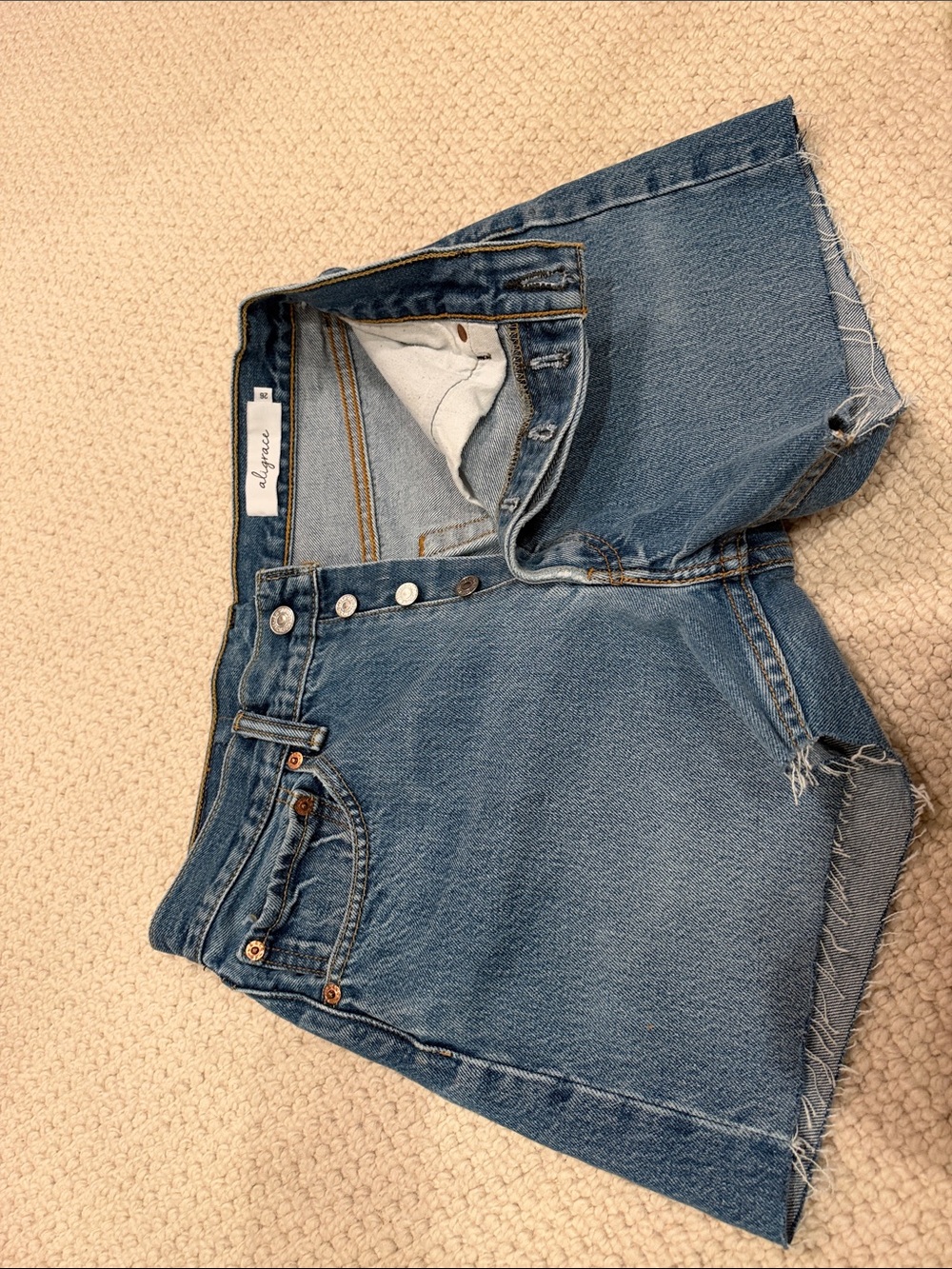 High-Rise Blue Denim Button-Fly Jean Shorts